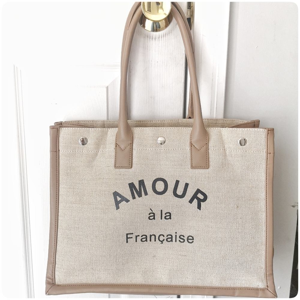 🔝⭐Large cabat bag in beige canvas